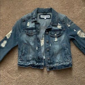 express ripped jean jacket women size small